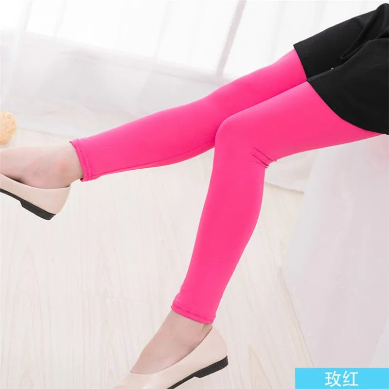 3-11Years Old Children Candy Color Spring And Autumn Leggings Tight Pencil Pants Girls Solid Color Pants