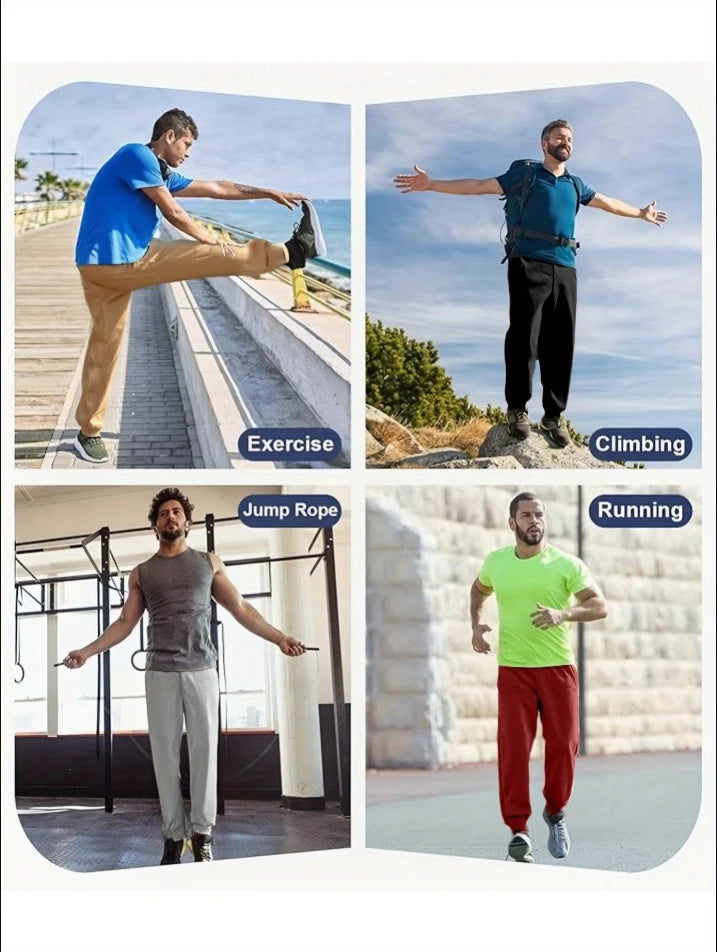5PCS Men's Casual Jogger Pants-Comfortable Sweatpants For Everyday Wear, Workout, Or Lounging-Trendy Elastic Waistband With Drawstring, Multiple Pockets, Durable-Breathable Fabric-Perfect For Gym, Running, Or Casual Outings-A