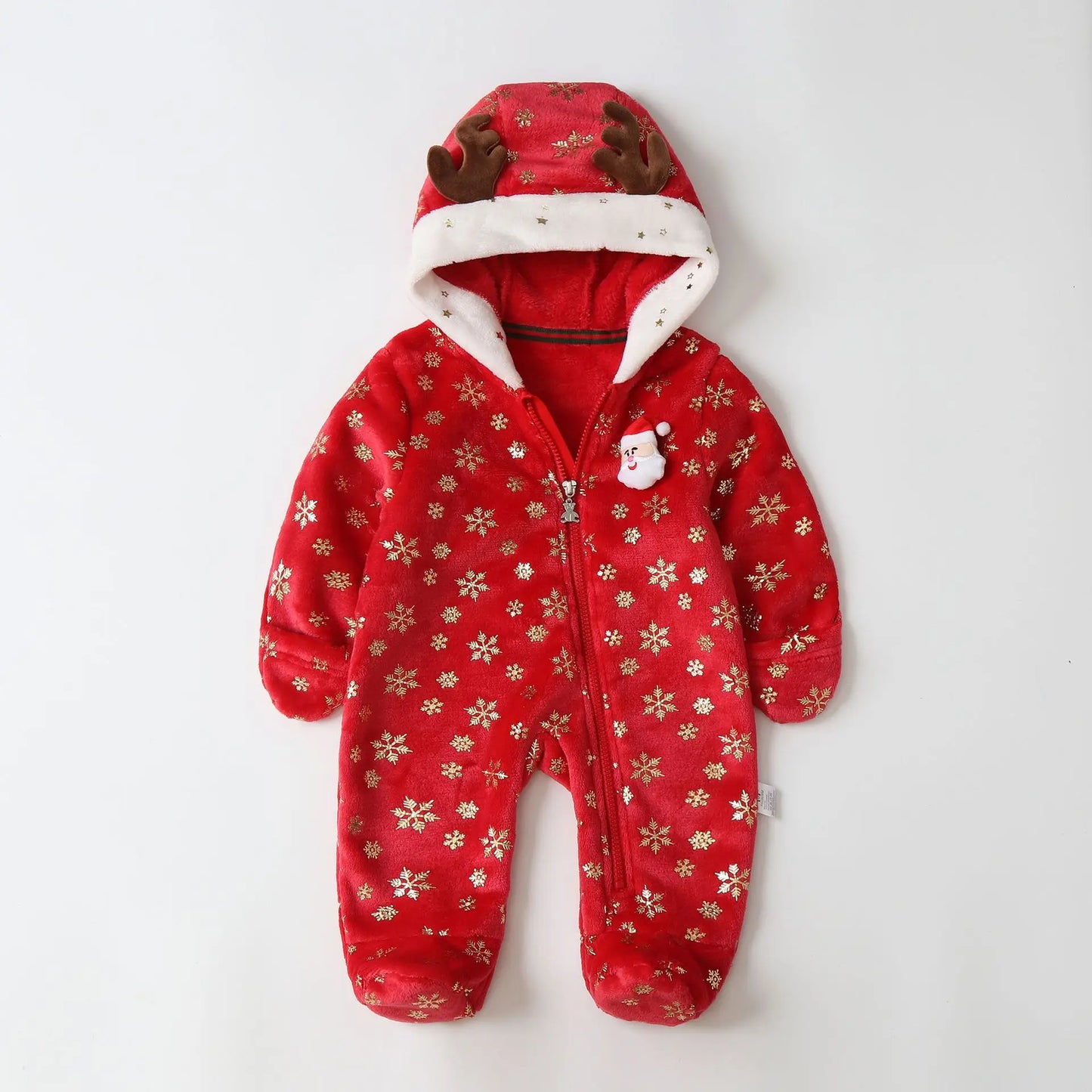 OLEKID Flannel Hooded Baby Romper Jumpsuit For Newborns 0to1Y