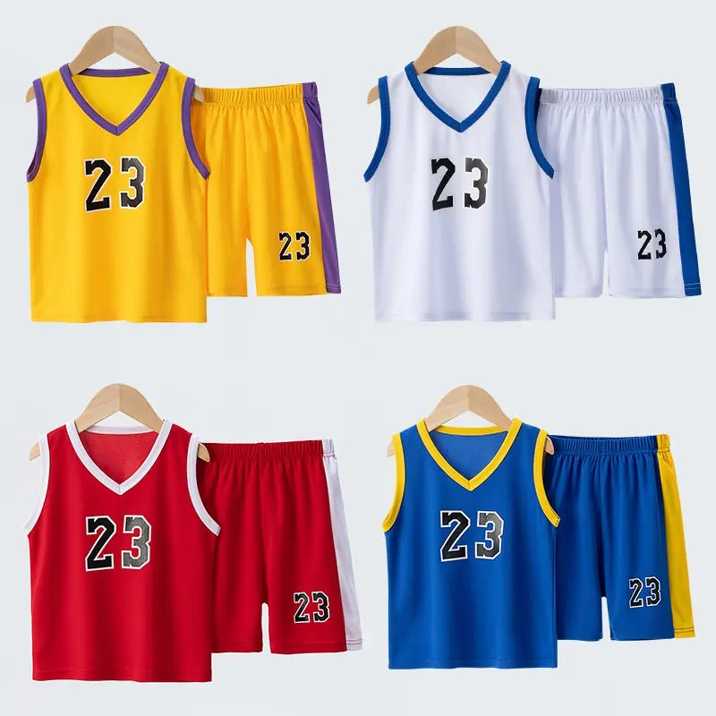 Summer Quick Dry Kids Sports Suit Set Vest And Shorts
