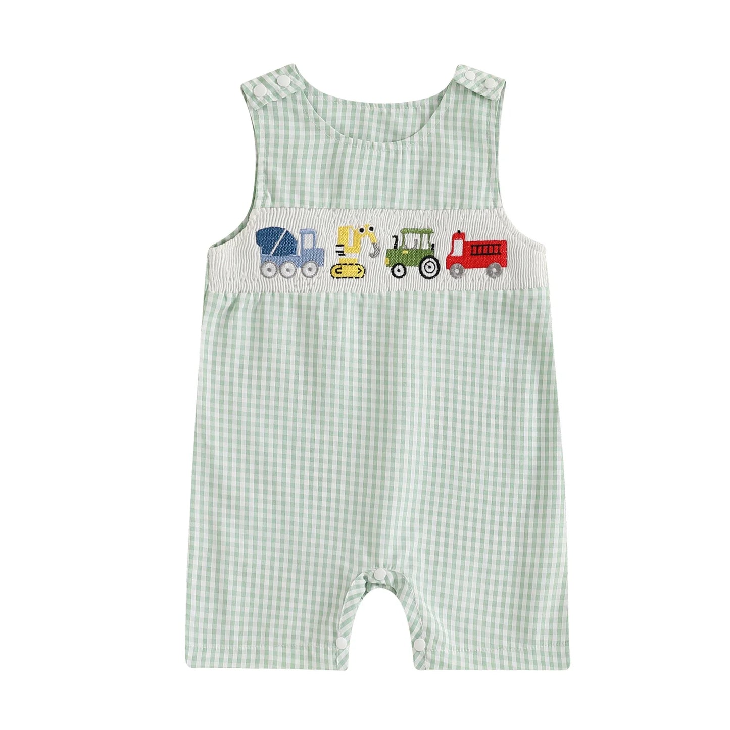 Cotton Embroidered Baby Romper With Button Up Collar