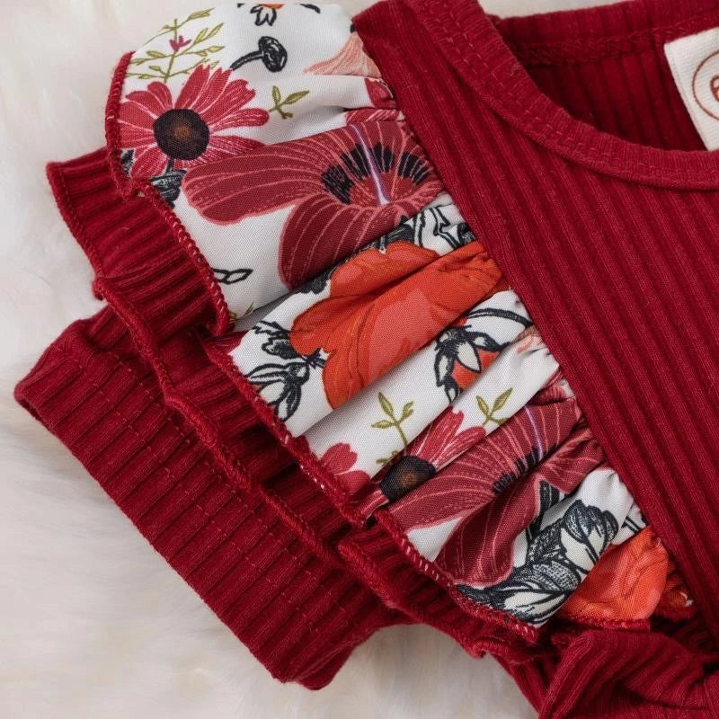 Summer Baby Girl Dress With Bowknot Striped Cotton Floral Outfit