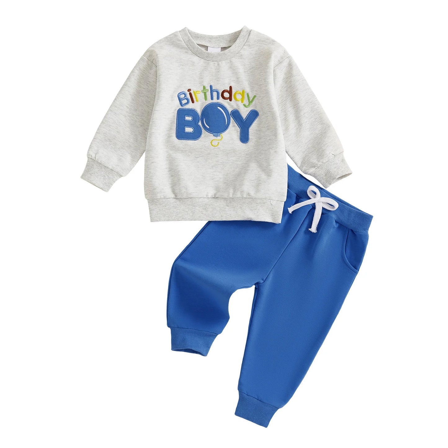 Baby Boy Birthday Outfit 2Pcs Set Embroidered Balloon Long Sleeve