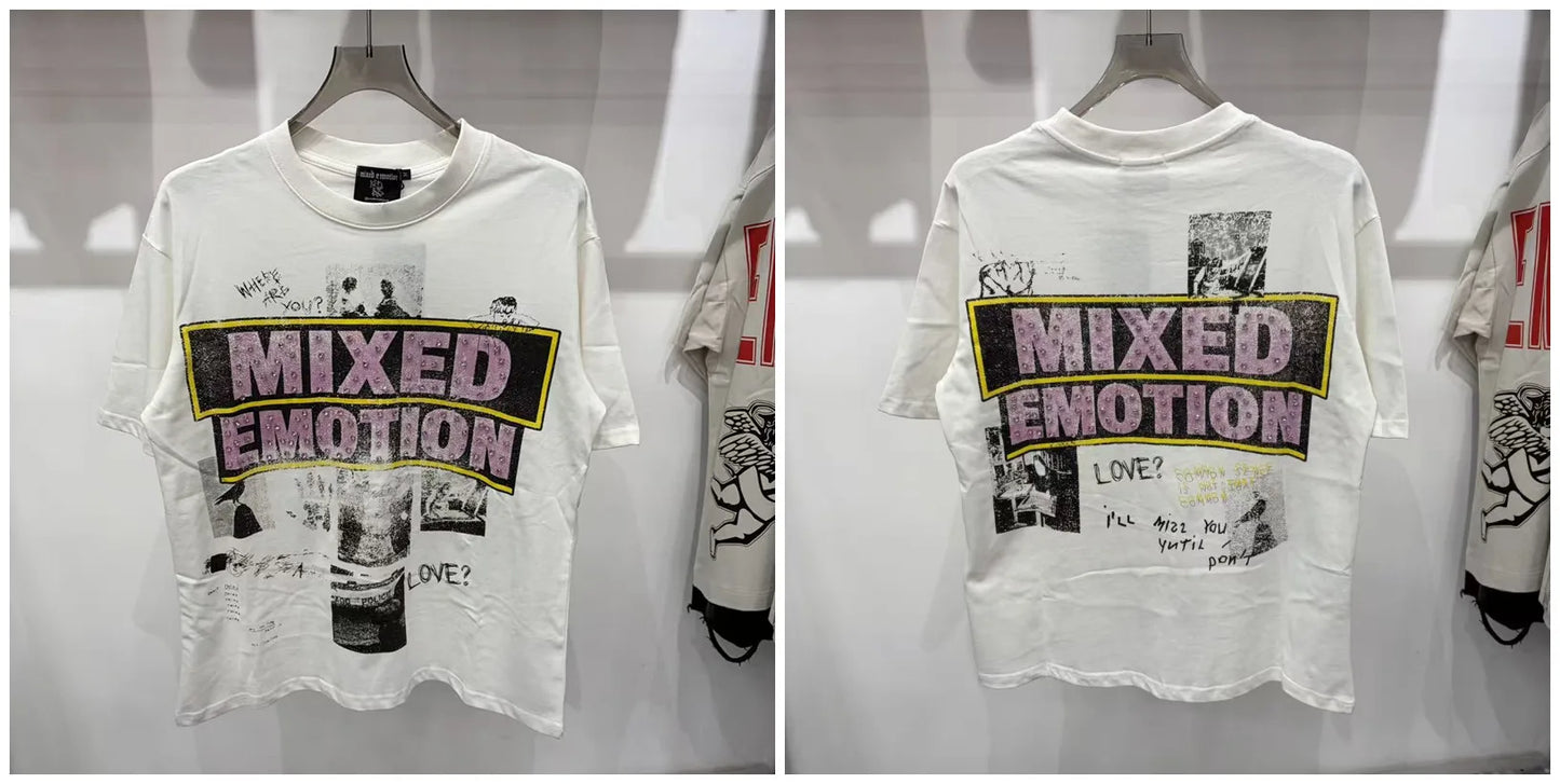 Mixed Emotion Printed Cotton T Shirt For Men Women