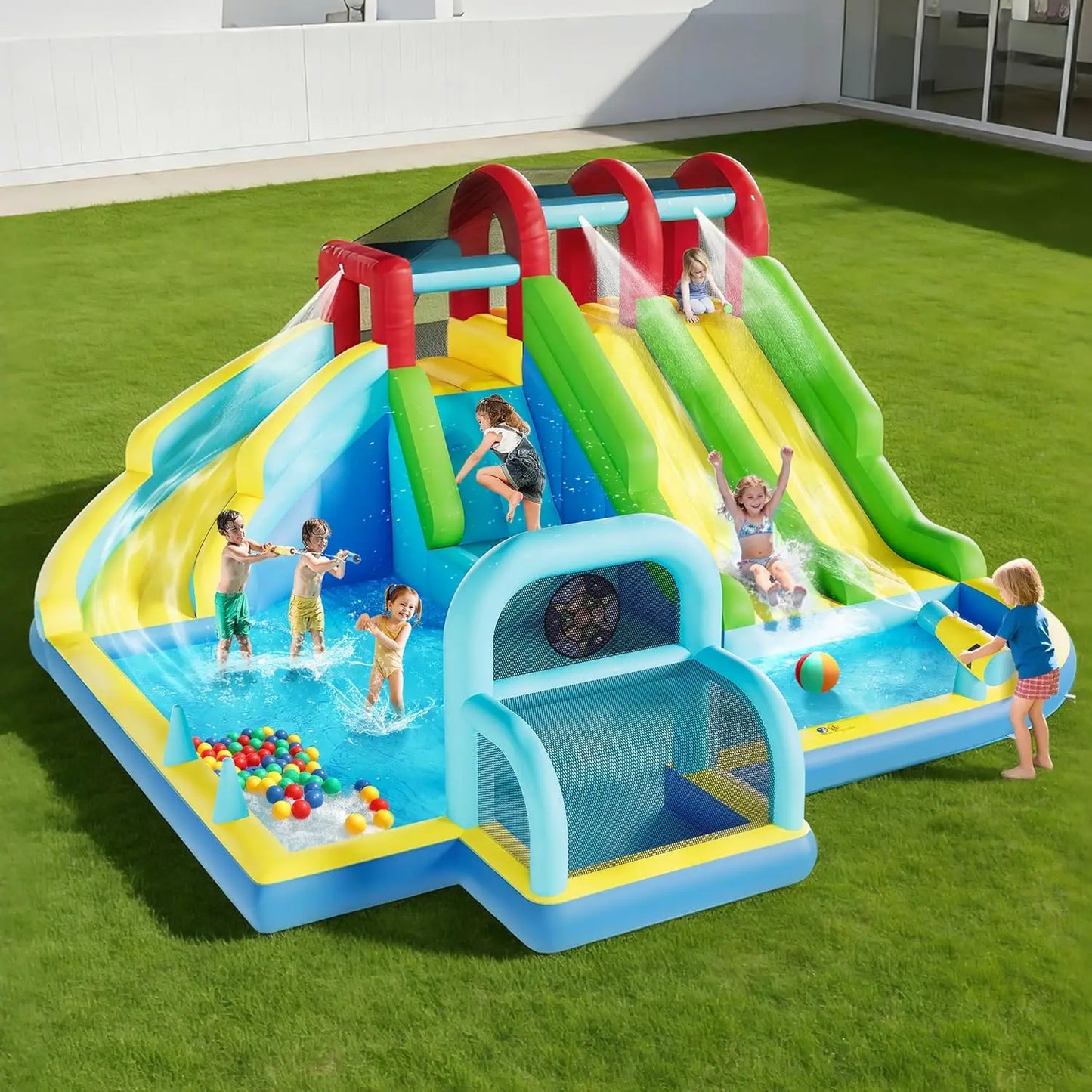 HiMISS Inflatable Bounce House with Blower for Indoor Outdoor Play