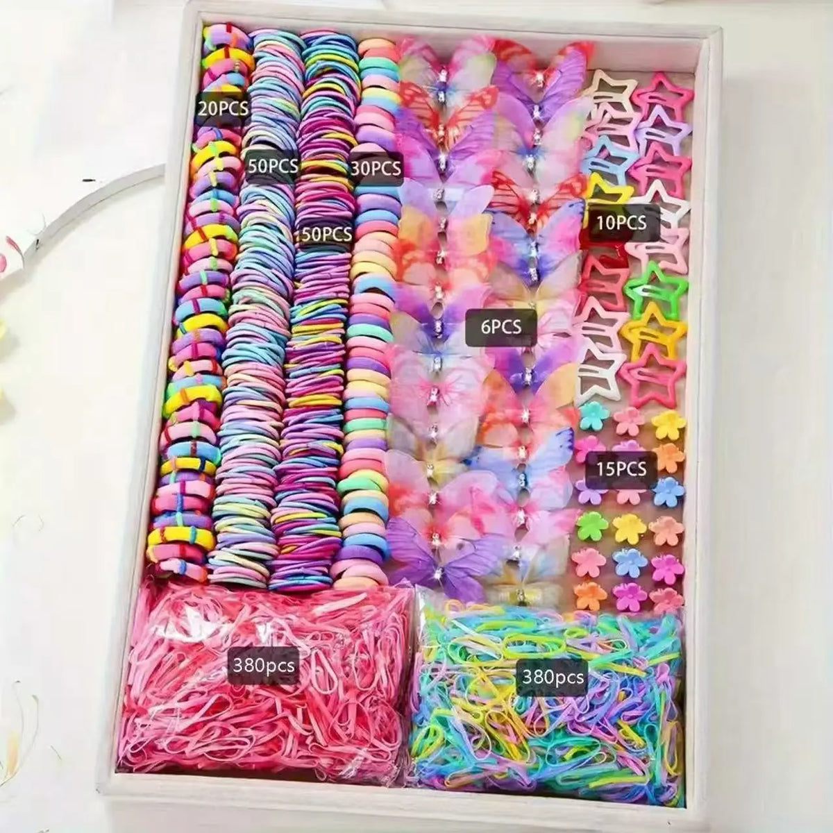 18/546Pcs /1152PCS Bow High Elastic Hair Accessories Set Korean Style Princess Hair Clips, No Hurt Hair Colorful Girls Hair Bands Hair Clips Girls Children No Box