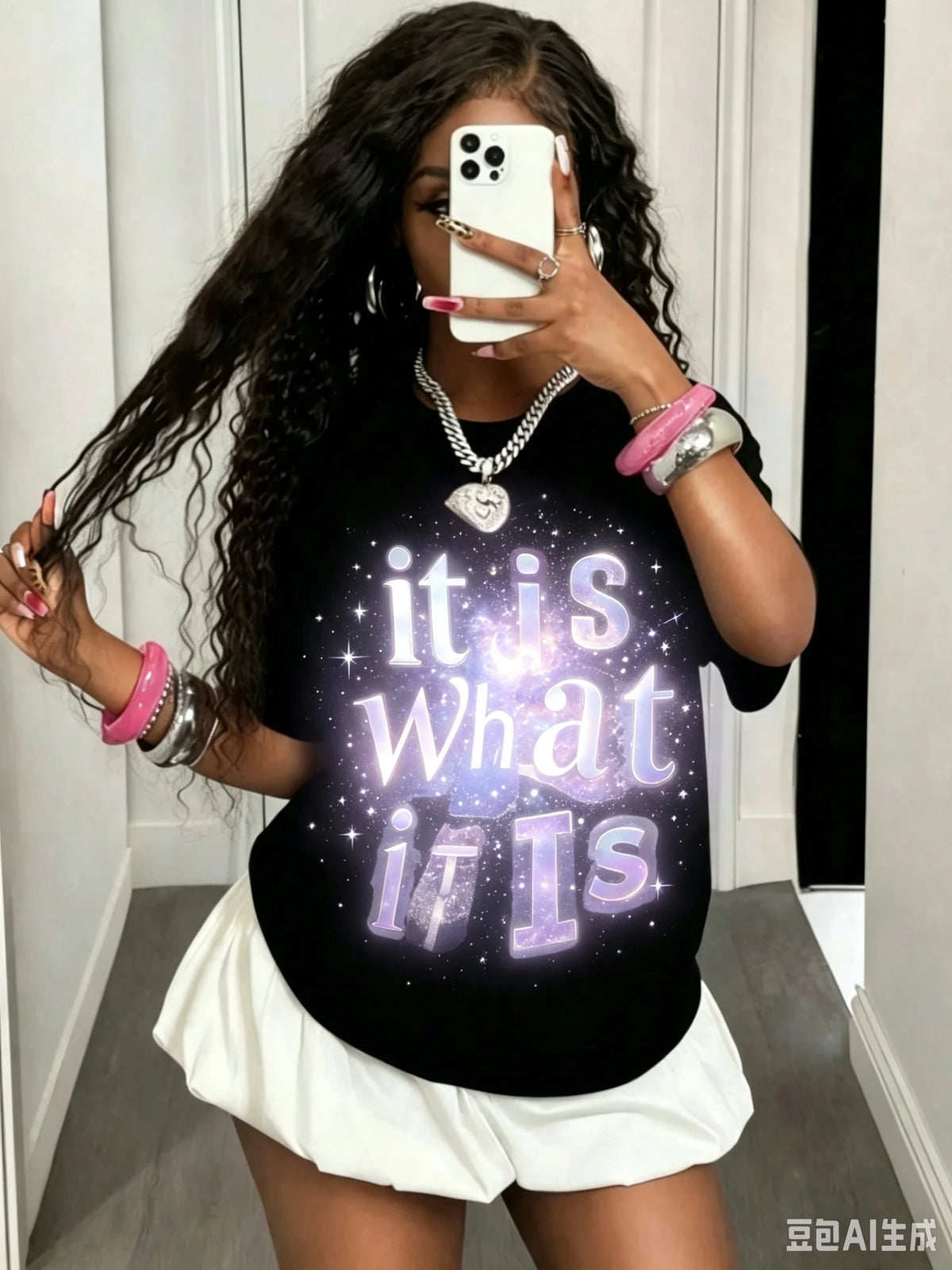 Girls & Teenagers Students Casual Printed Black Crew Neck Short Sleeve T-Shirt Top, Summer