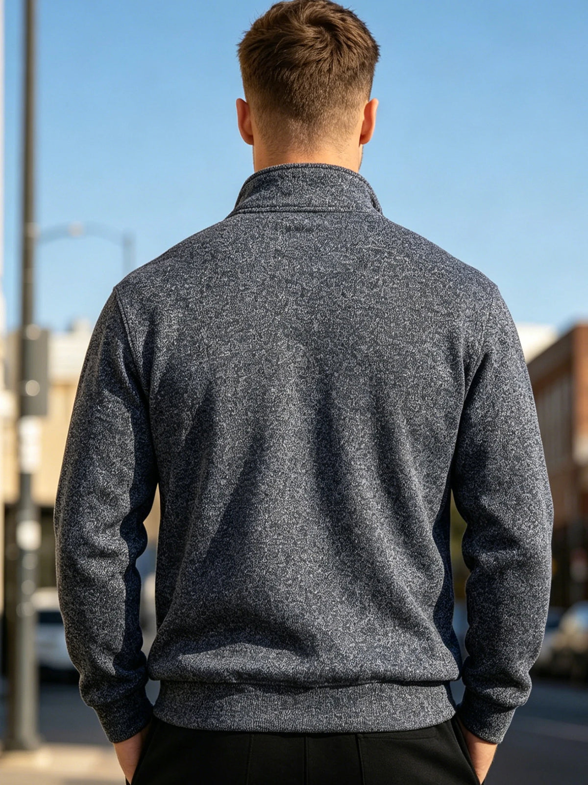 Men 1/4 Quarter Zip Pullover Sweatshirt Heather Mock Neck Top Contrast Zipper Casual Long Sleeve Sweater