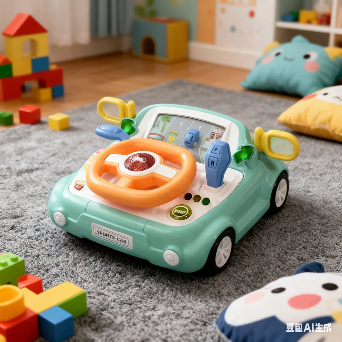 Electric Copilot Steering Wheel Toy For Toddlers, Interactive Car Toy