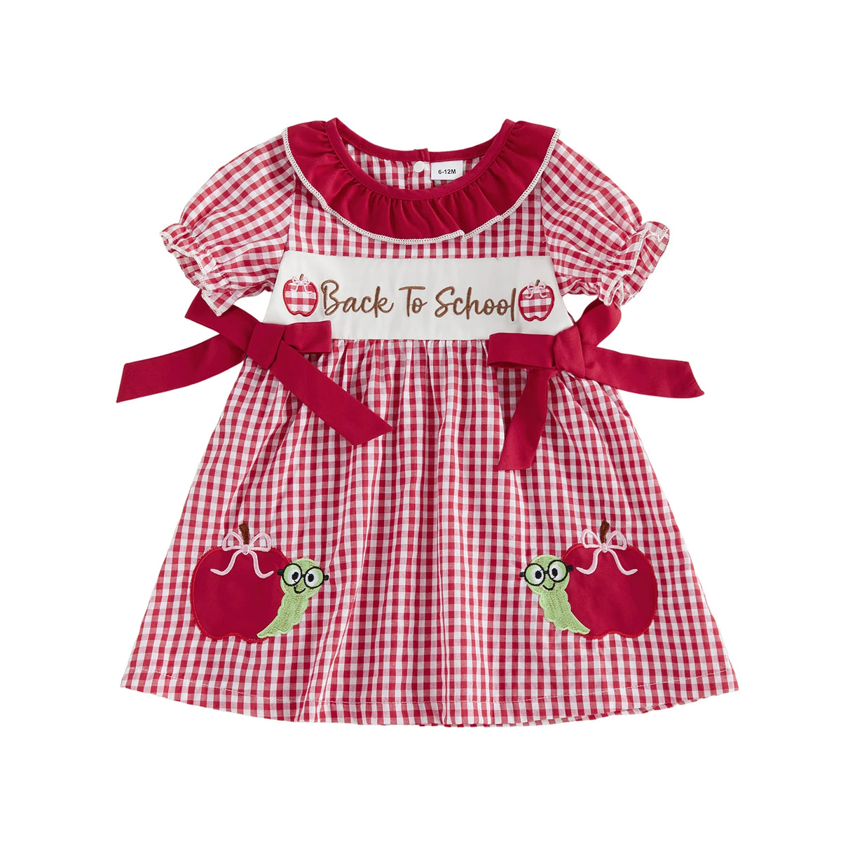 Short Clothes Embroidery Cute Bow Girls Back Girls Back To Cute Bow Short School Toddler-Summer Kids Girls Back