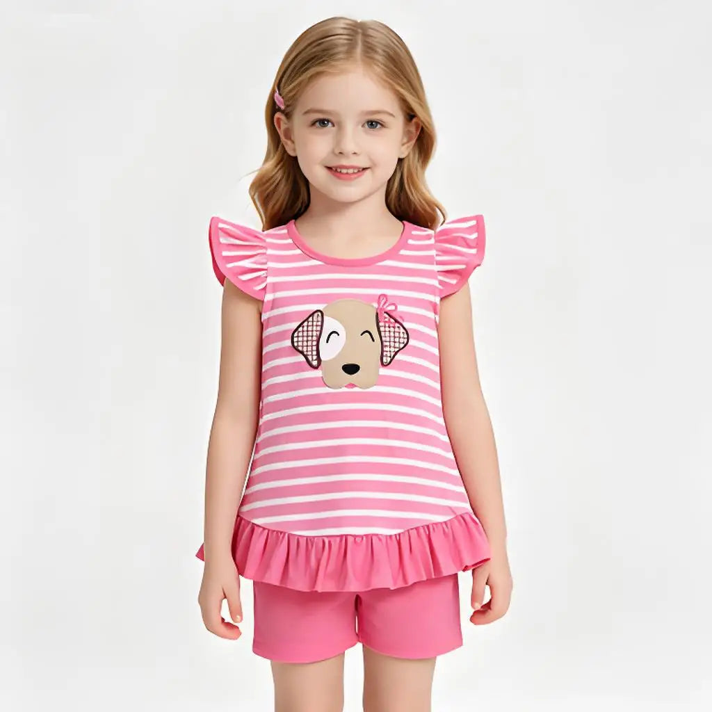 Toddler Girls Flutter Sleeve Ruffle Tunic Top Shorts Set