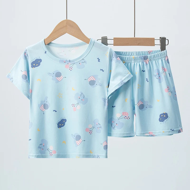 Two Piece Summer Kids Shorts Set Unisex Short Sleeve Outfit