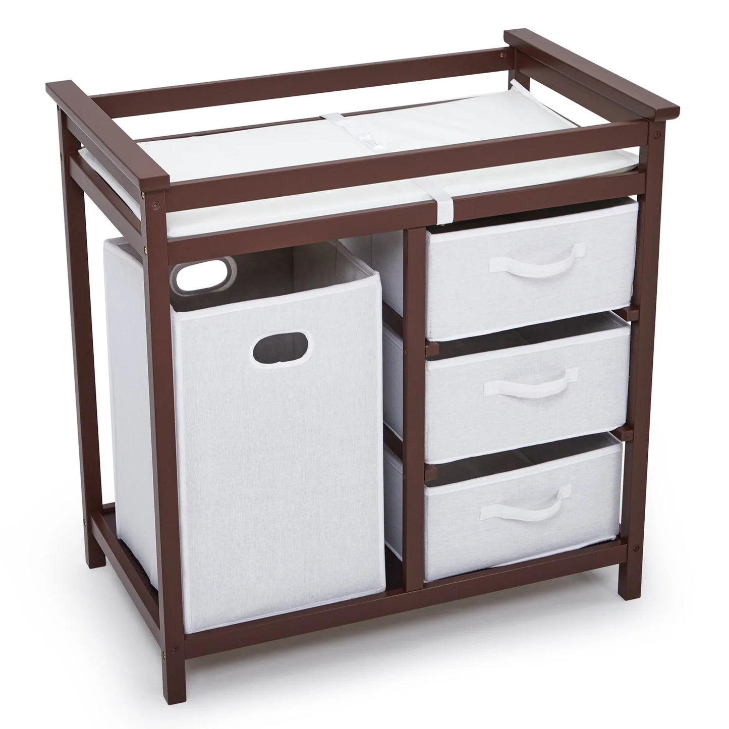 Wooden Baby Changing Table Dresser With Laundry Hamper 3 Drawer
