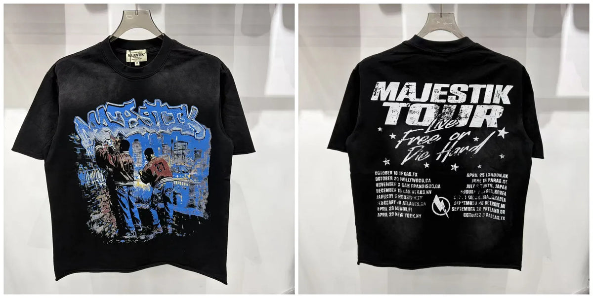 Cotton T Shirt With Letter Rhinestone Print Breathable Hip Hop