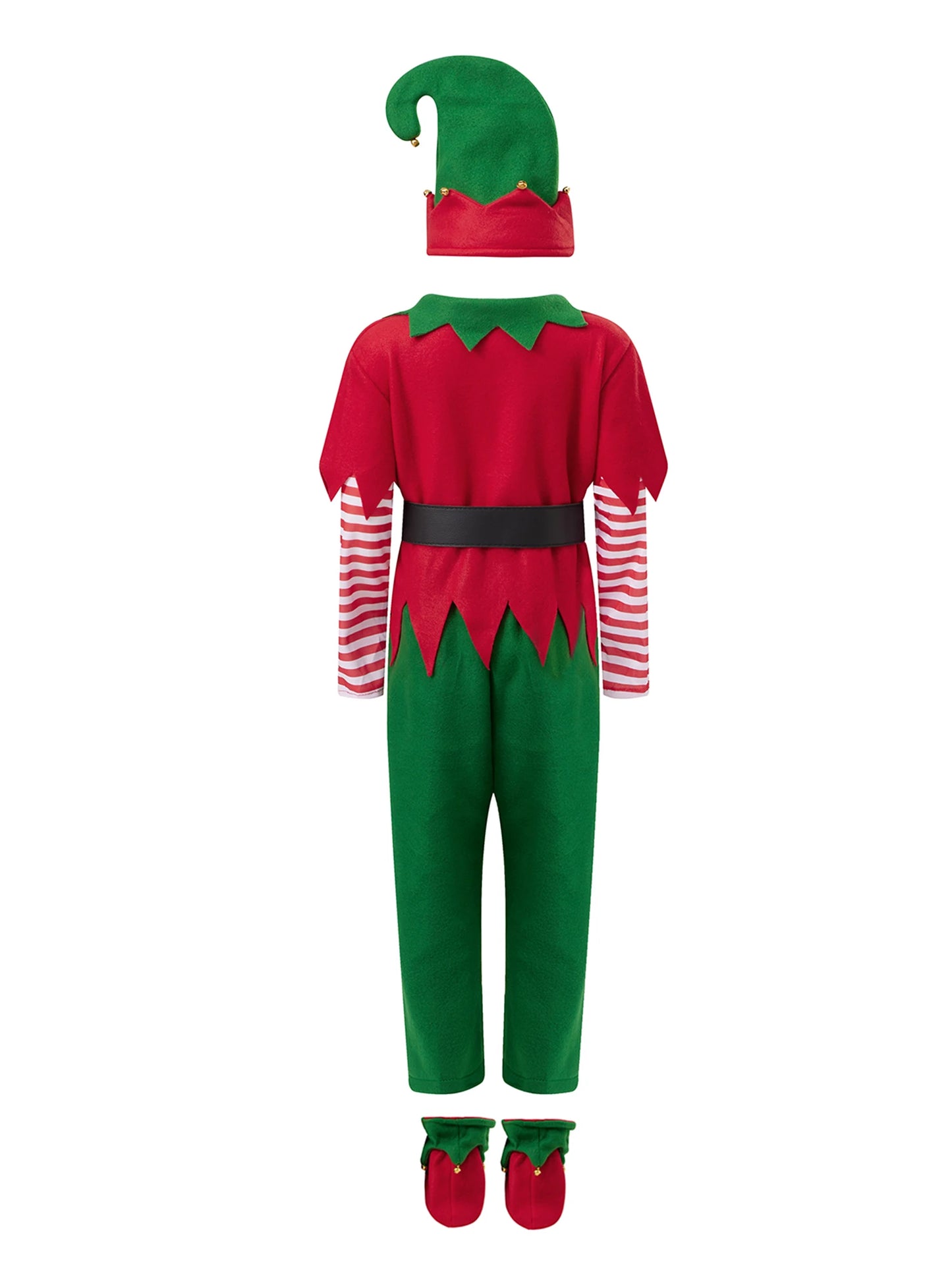Boys Festive Christmas Elf Costume With Hat Belt Socks