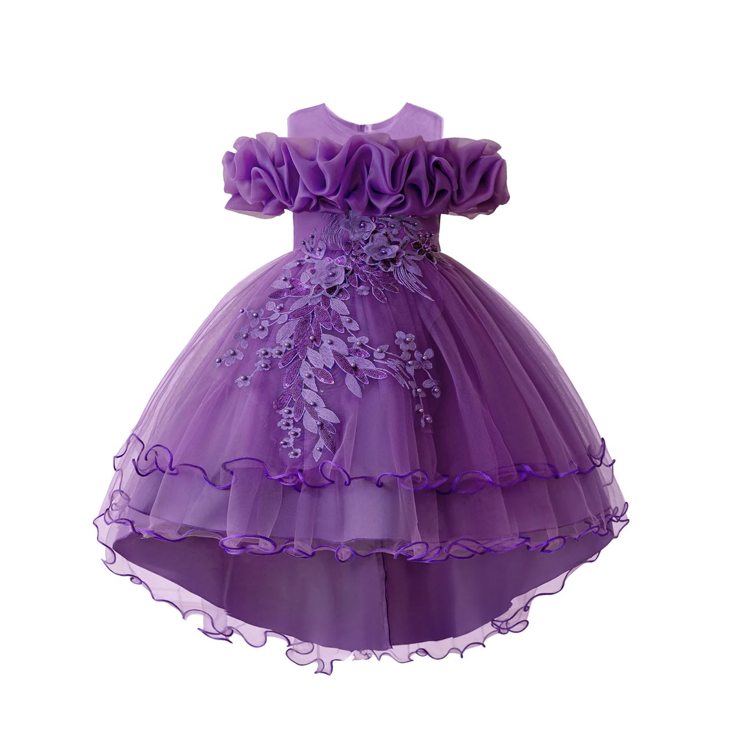 Floral Print Sleeveless Ruffle Tulle Dress for Toddler Girls