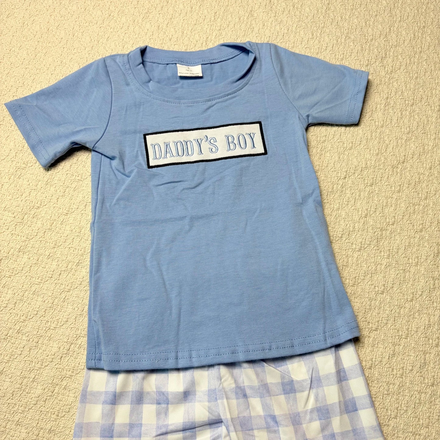 Sibling Baby Boys Daddy's Boy Top And Checkered Shorts Set