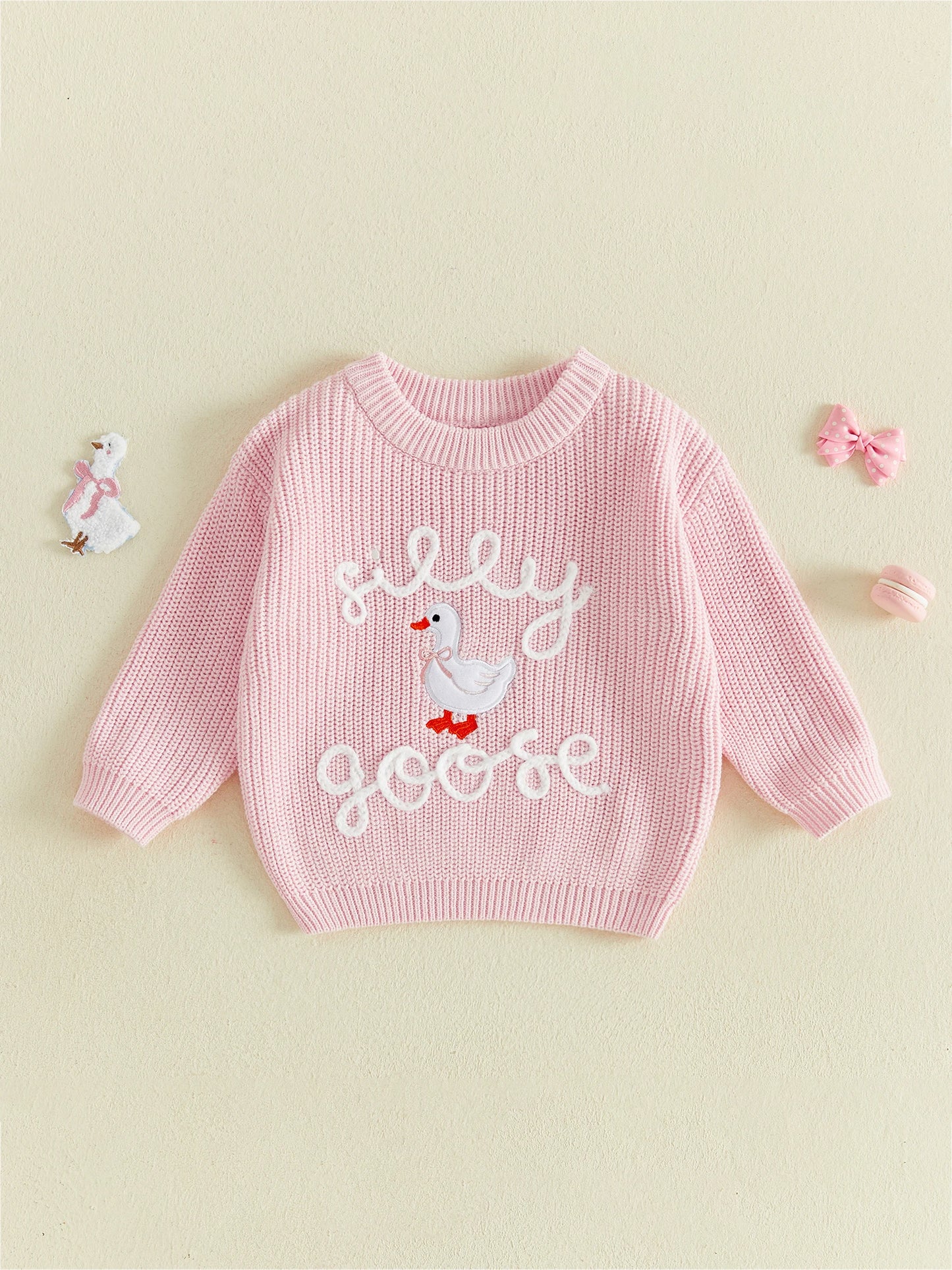 Sweater Embroidery Knit Pullover Knit Pullover Fall Knit Pullover Tops Embroidery Long-Sleeve Baby Baby Girl Fall