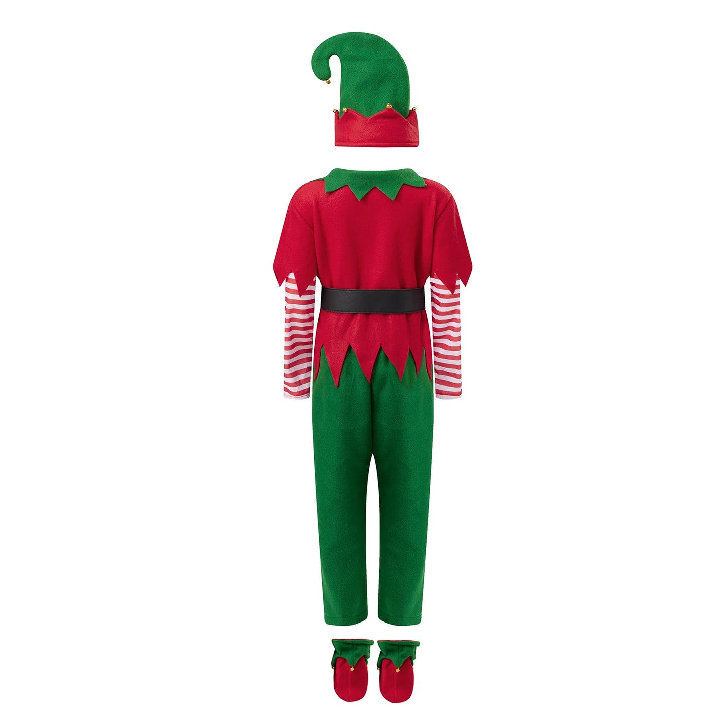 Boys Festive Christmas Elf Costume With Hat Belt Socks