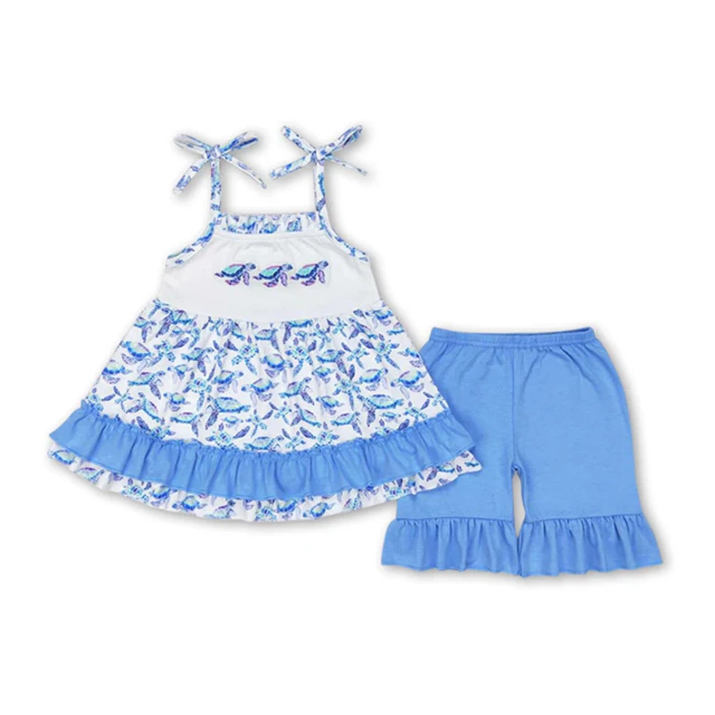 Toddler Girl Two Piece Summer Outfit Set Plaid Leopard Print