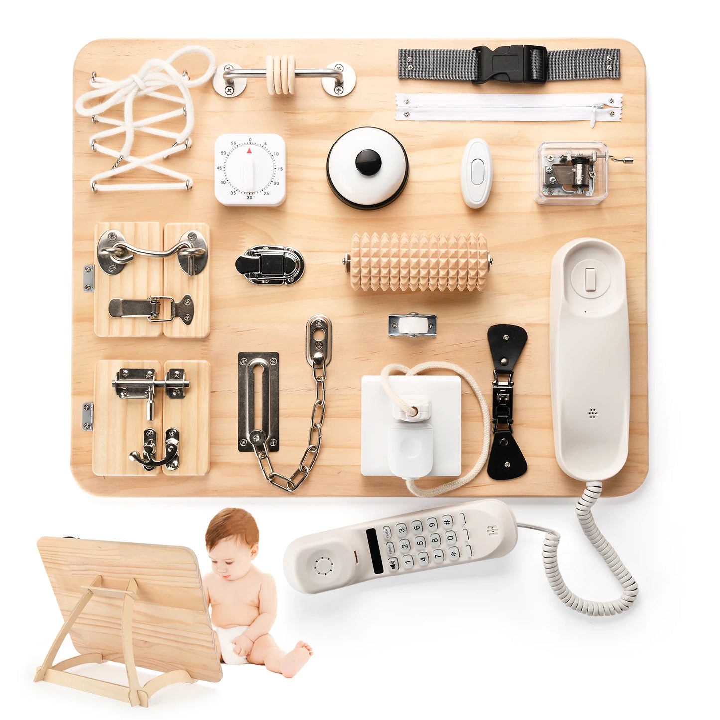 Forstart Montessori Busy Board 21 In 1 Wooden Sensory Toy