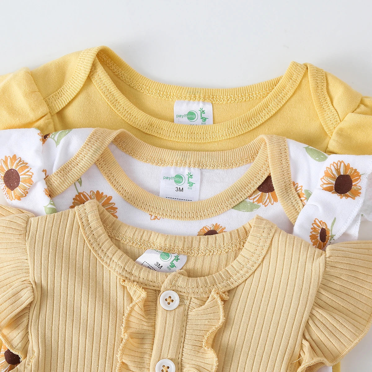 Baby Girls Soft Cotton Short Sleeve Floral Rompers Comfortable Bodysuit