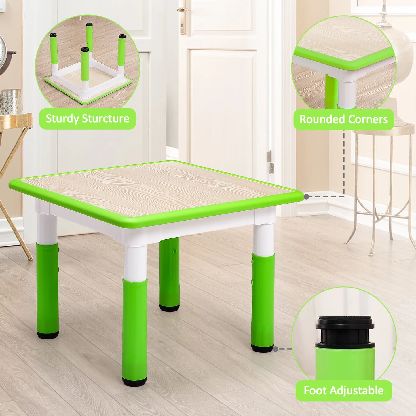 HiMISS Kids Table And Chairs Set Height Adjustable Graffiti Top