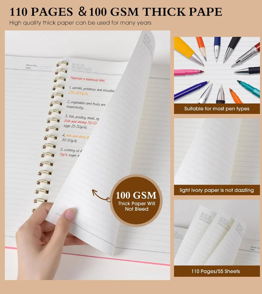 Hardcover Spiral Notebook With College Ruled 110 Pages 100 GSM