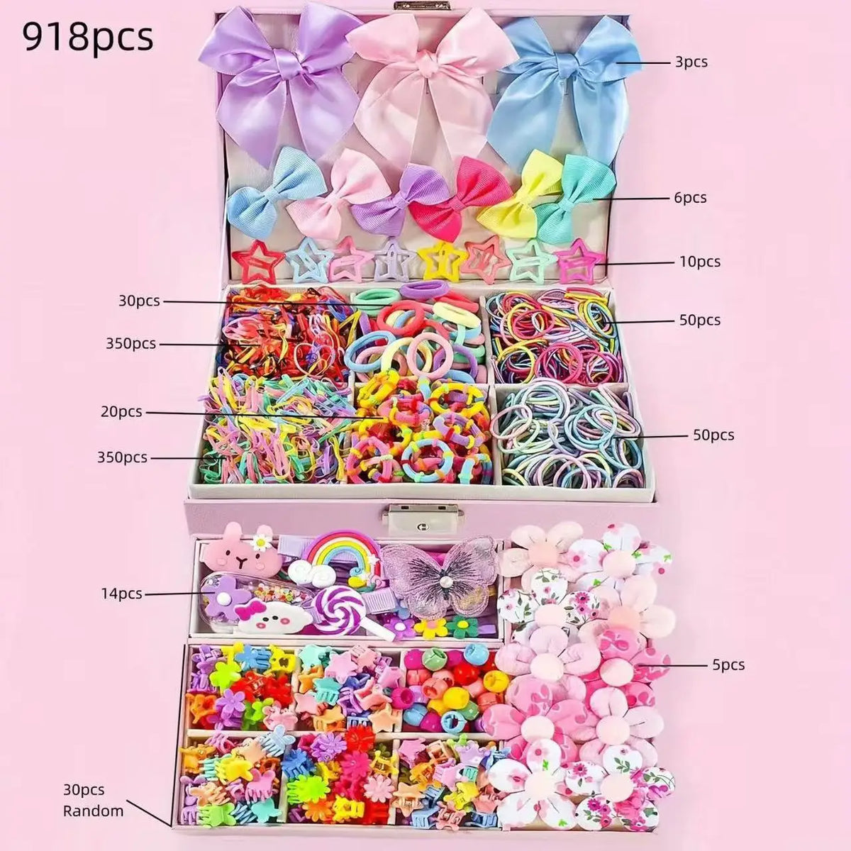 18/546Pcs /1152PCS Bow High Elastic Hair Accessories Set Korean Style Princess Hair Clips, No Hurt Hair Colorful Girls Hair Bands Hair Clips Girls Children No Box