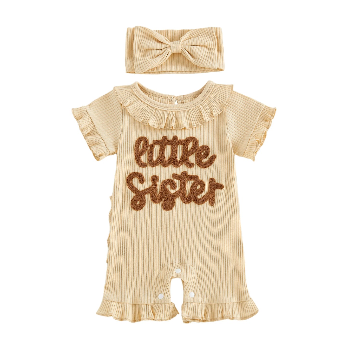 Adorable Floral Sleeveless Romper With Bow Headband Set For Toddlers
