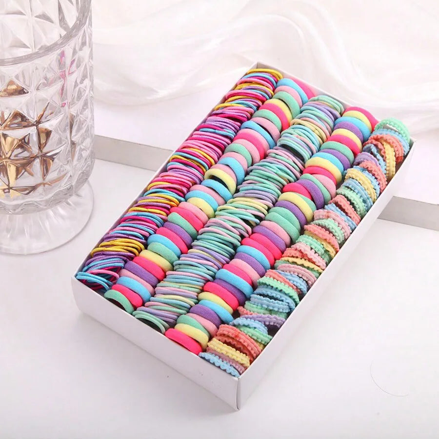 18/546Pcs /1152PCS Bow High Elastic Hair Accessories Set Korean Style Princess Hair Clips, No Hurt Hair Colorful Girls Hair Bands Hair Clips Girls Children No Box