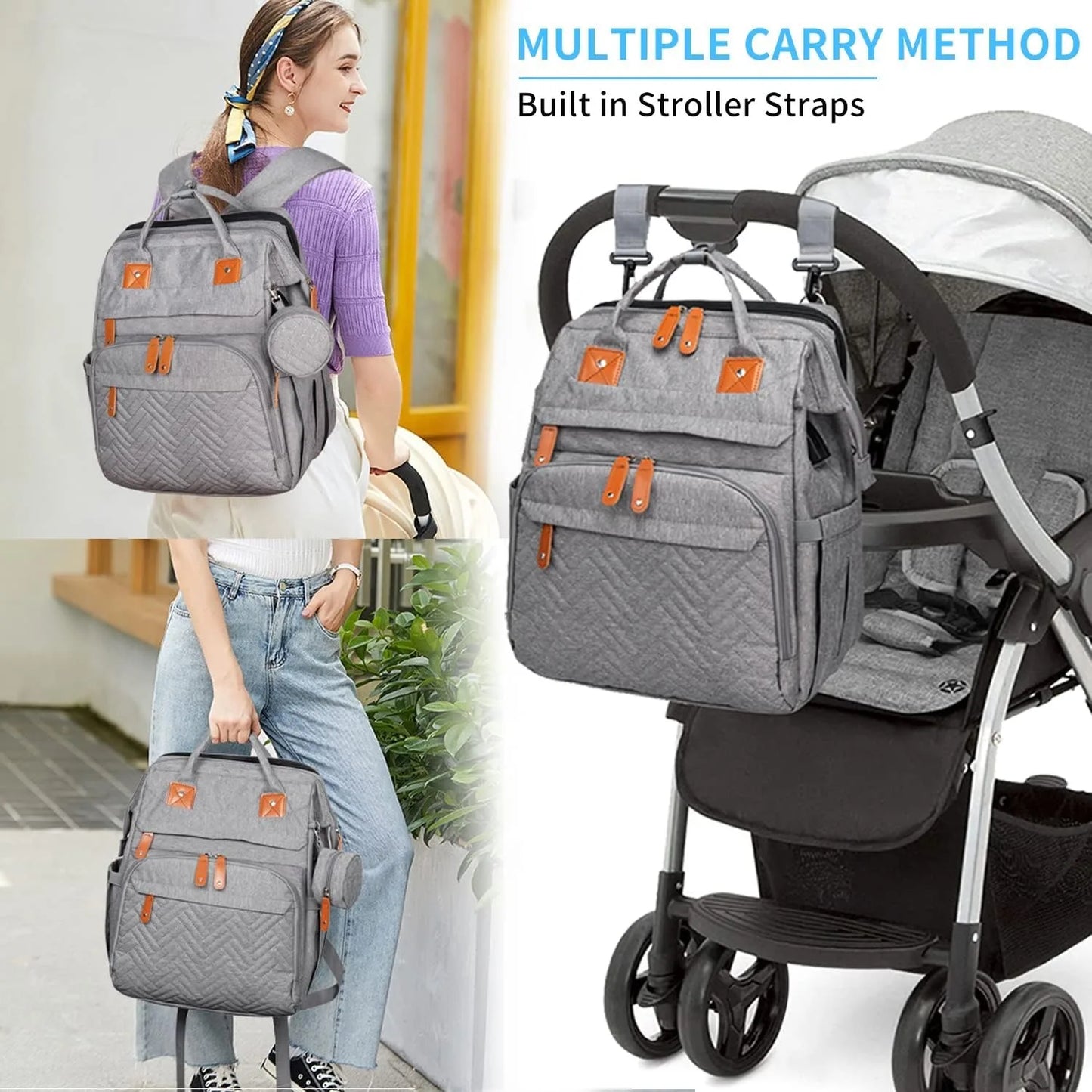 Changing Bag Backpack Baby Changing Backpacks with Large Capacity Portable Travel Nappy Bag with Foldable Cot with Multifunctional Baby Bags and Mobile Changing Mat Baby Bed Backpack
