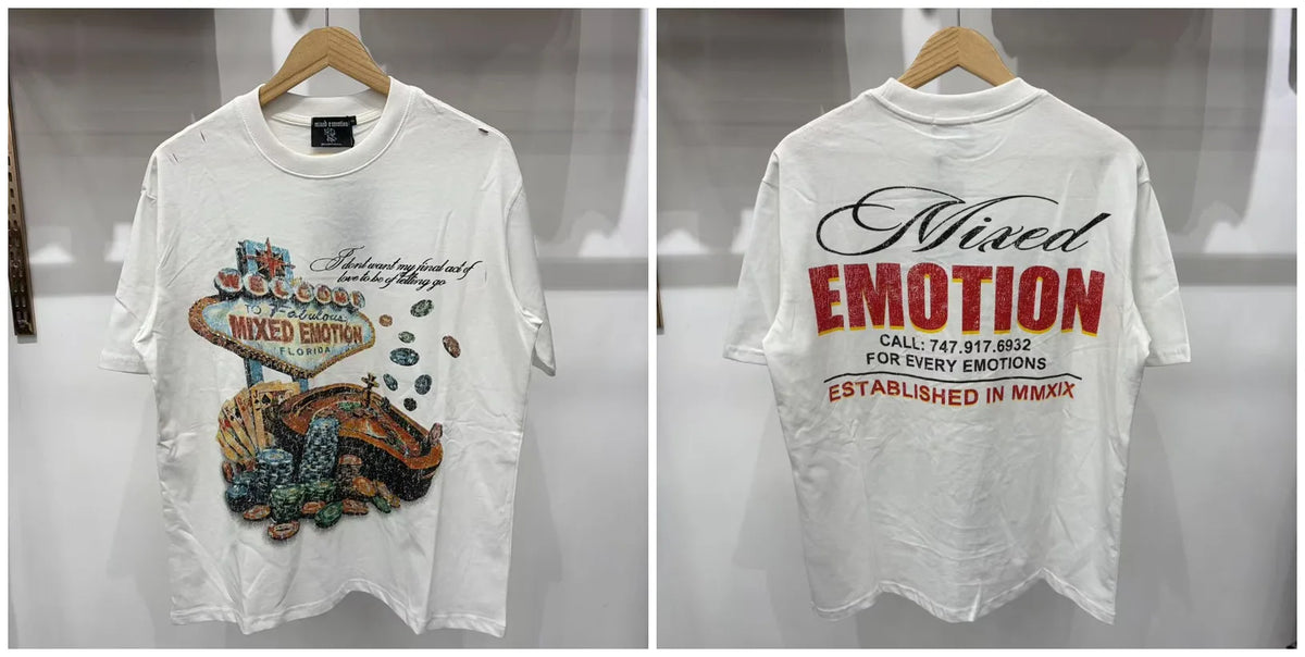 Mixed Emotion Printed Cotton T Shirt For Men Women