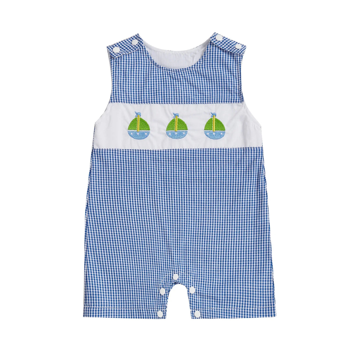 Cotton Embroidered Baby Romper With Button Up Collar