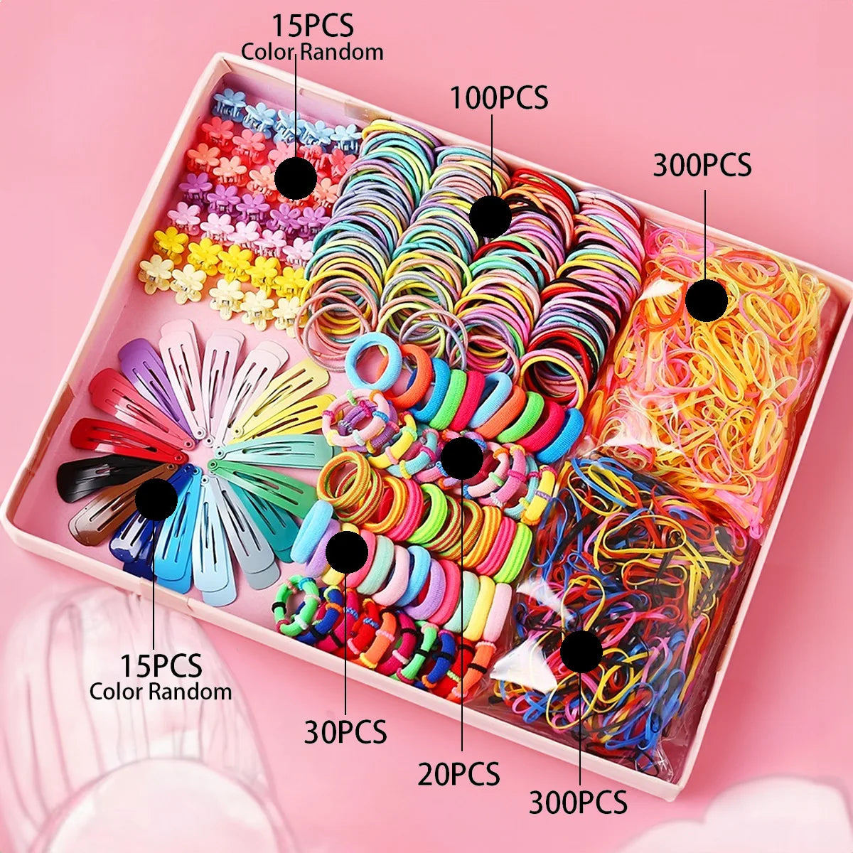 18/546Pcs /1152PCS Bow High Elastic Hair Accessories Set Korean Style Princess Hair Clips, No Hurt Hair Colorful Girls Hair Bands Hair Clips Girls Children No Box