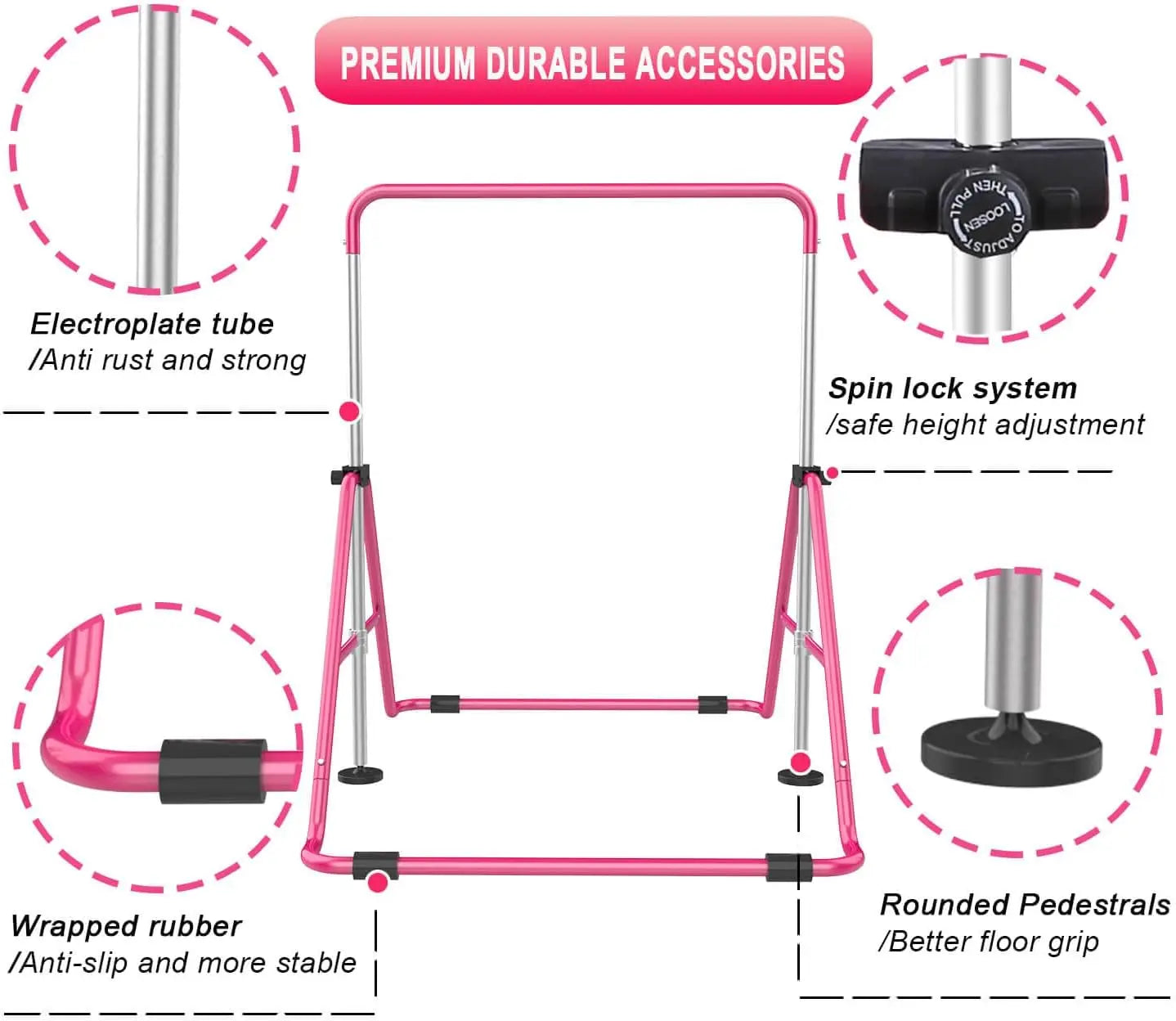 Adjustable Folding Gymnastic Bar for Kids Home Use