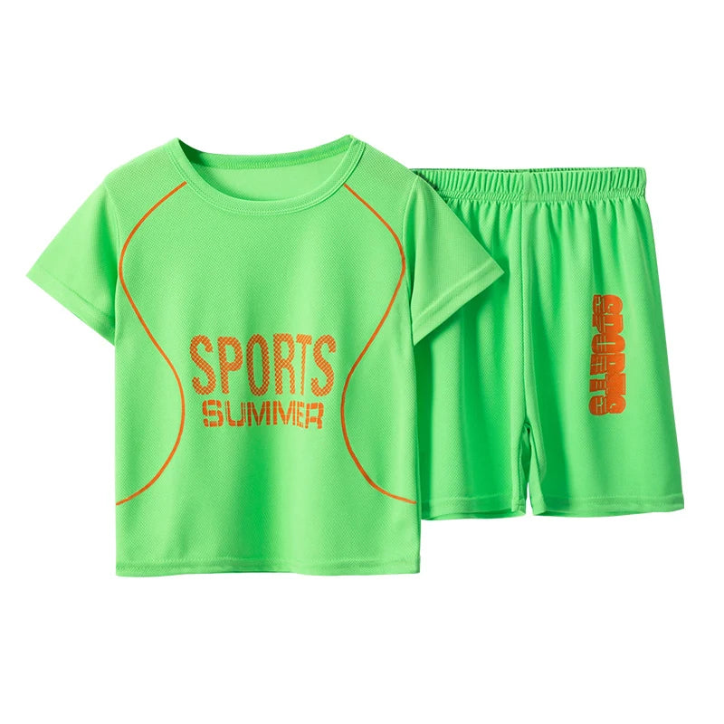 Summer Quick Dry Kids Sports Suit Set Vest And Shorts
