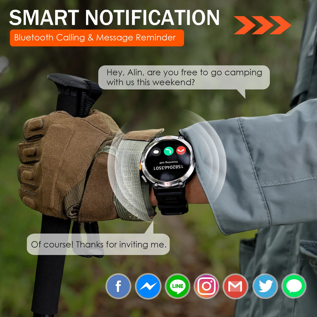 EIGIIS KE3 Bluetooth Smartwatch For Men Full Touch Screen HeartRate