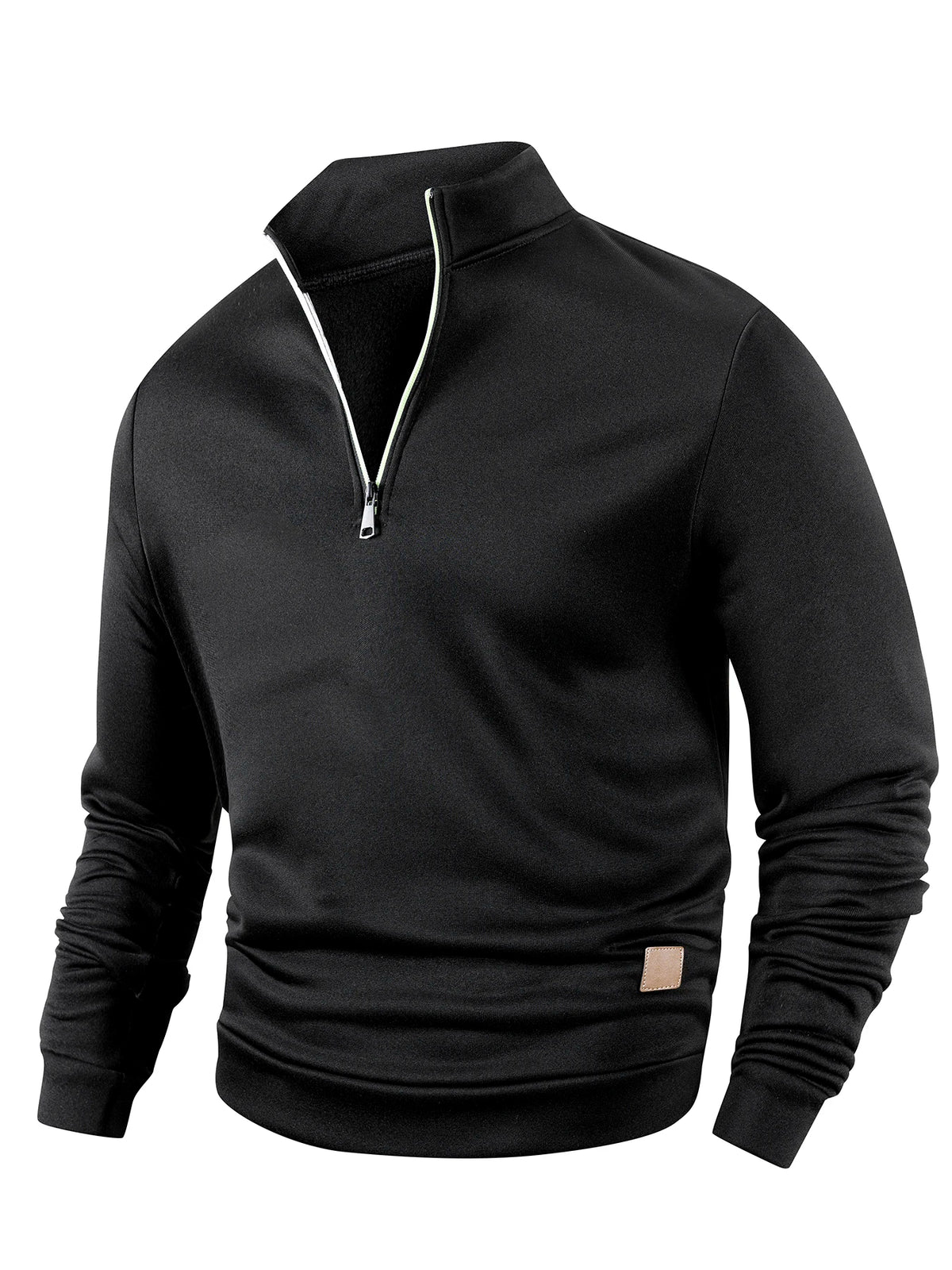 Men 1/4 Quarter Zip Pullover Sweatshirt Heather Mock Neck Top Contrast Zipper Casual Long Sleeve Sweater