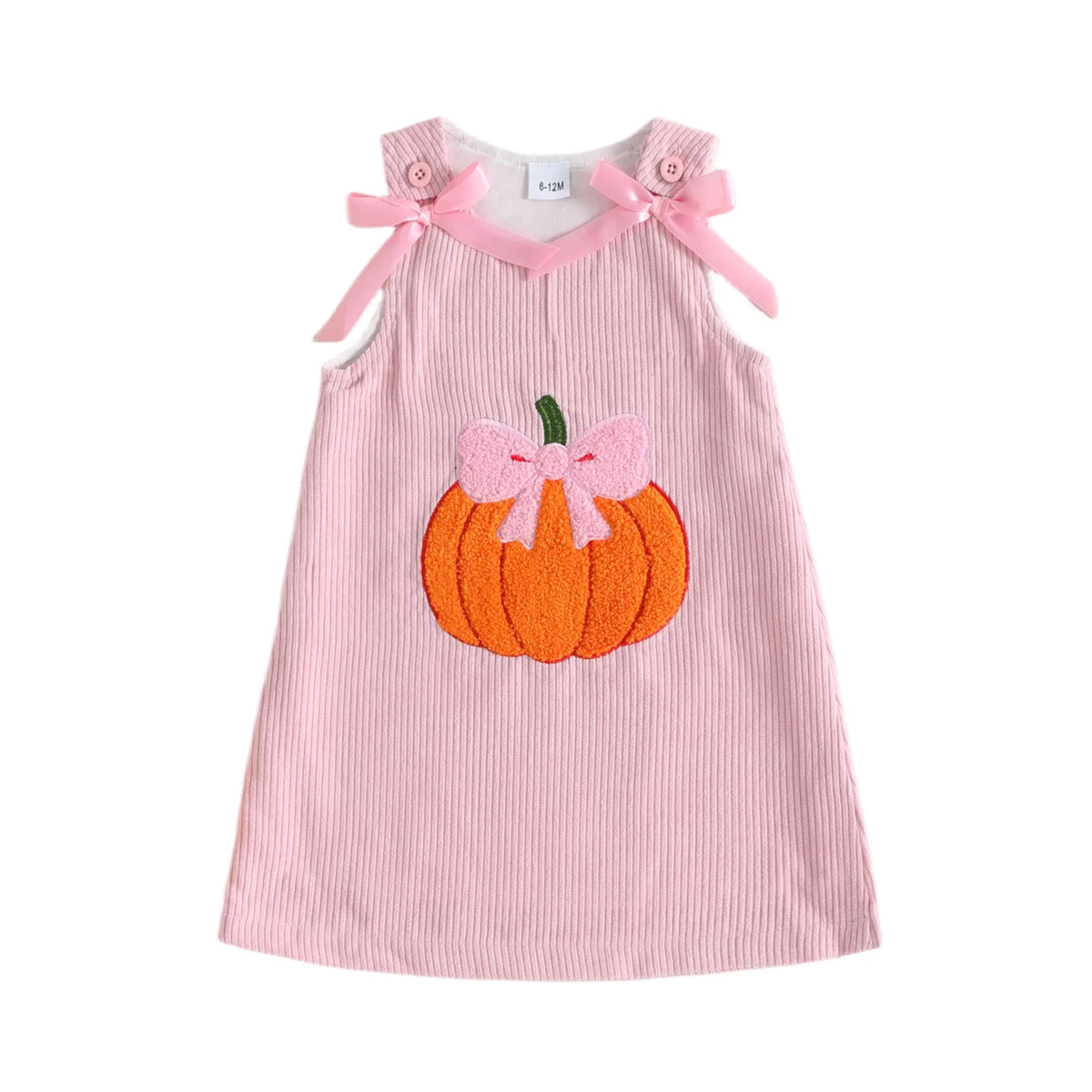 Bow Embroidered Corduroy Dress For Toddler Girl Halloween