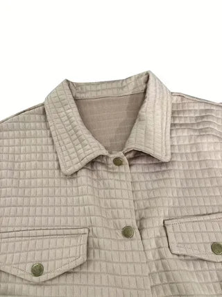 Plus size women's small checkered long sleeve European and American new spring and autumn lapel cardigan casual fashion long pants set