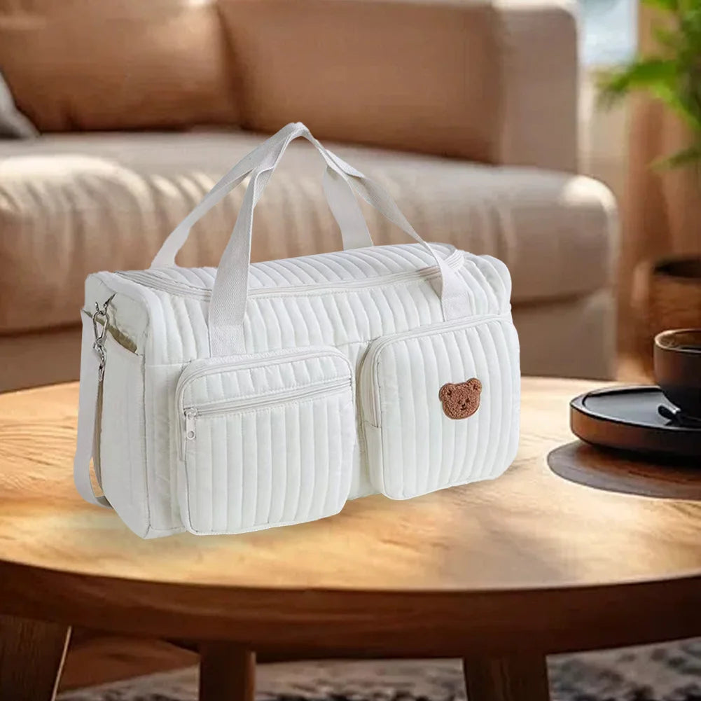 Quilted Baby Diaper Bag Large Capacity Hospital Weekender Travel Bag