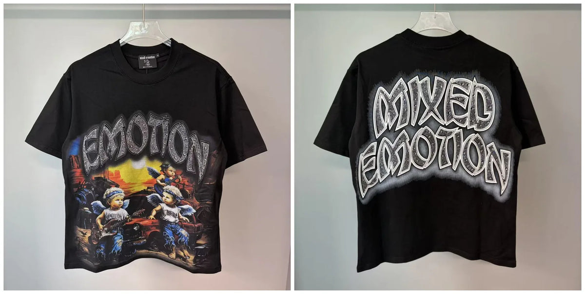 Mixed Emotion Printed Cotton T Shirt For Men Women