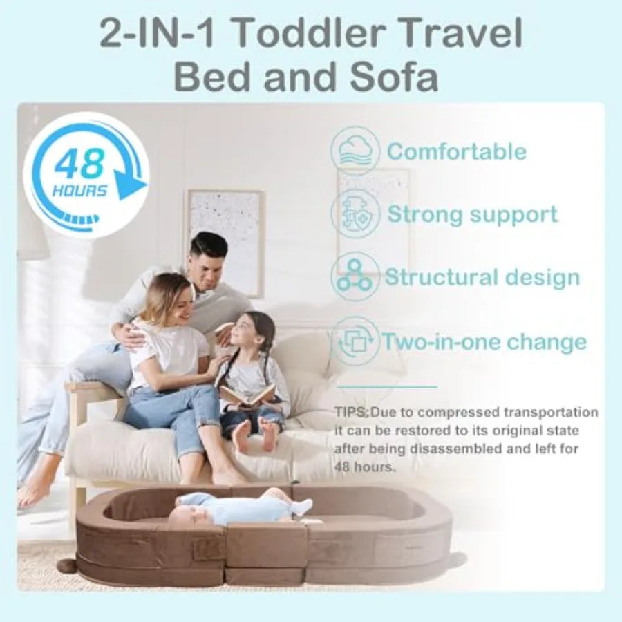 Toddler Travel Bed Foldable Portable Baby Cot With Removable Pillow