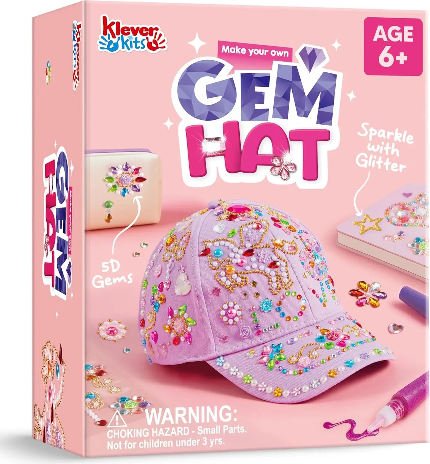 Joyfy Decorate Your Own Baseball Cap Kit With Gems and Glitter Glue