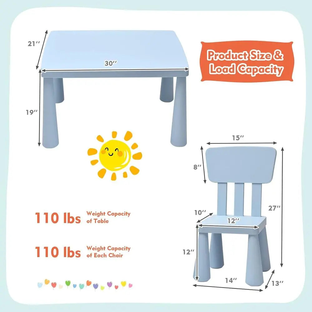 Kids Toddler Table And Chairs Set Plastic Learning Desk