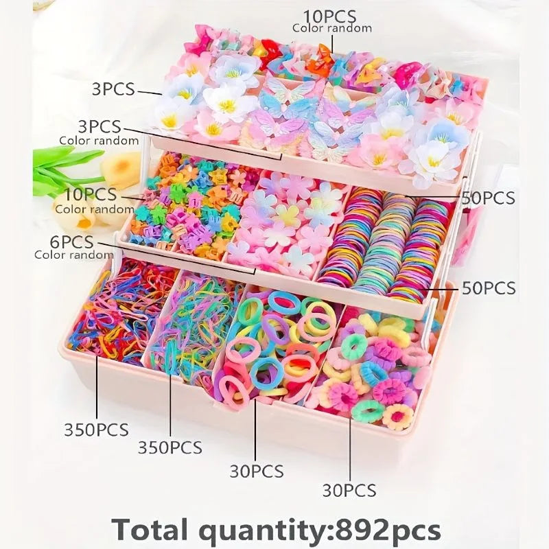 18/546Pcs /1152PCS Bow High Elastic Hair Accessories Set Korean Style Princess Hair Clips, No Hurt Hair Colorful Girls Hair Bands Hair Clips Girls Children No Box