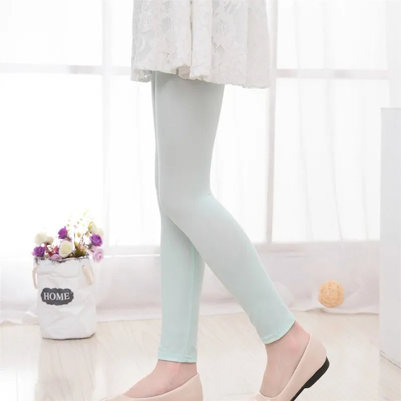 3-11Years Old Children Candy Color Spring And Autumn Leggings Tight Pencil Pants Girls Solid Color Pants