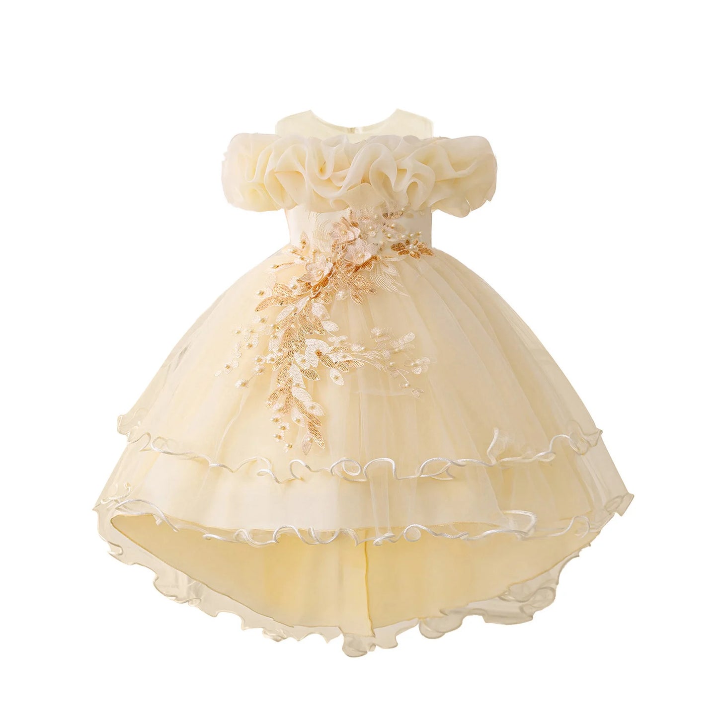 Floral Print Sleeveless Ruffle Tulle Dress for Toddler Girls
