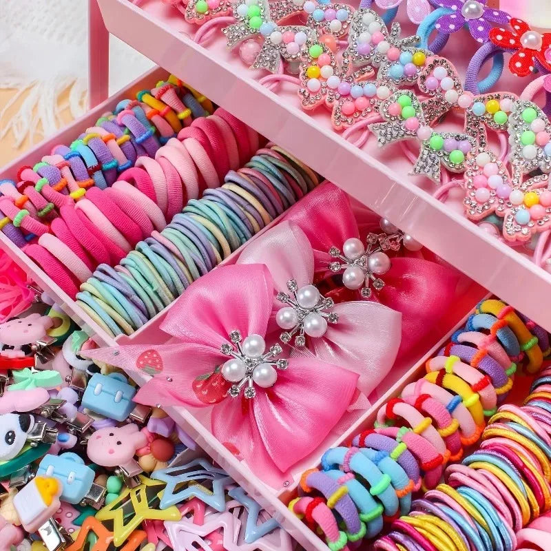 18/546Pcs /1152PCS Bow High Elastic Hair Accessories Set Korean Style Princess Hair Clips, No Hurt Hair Colorful Girls Hair Bands Hair Clips Girls Children No Box